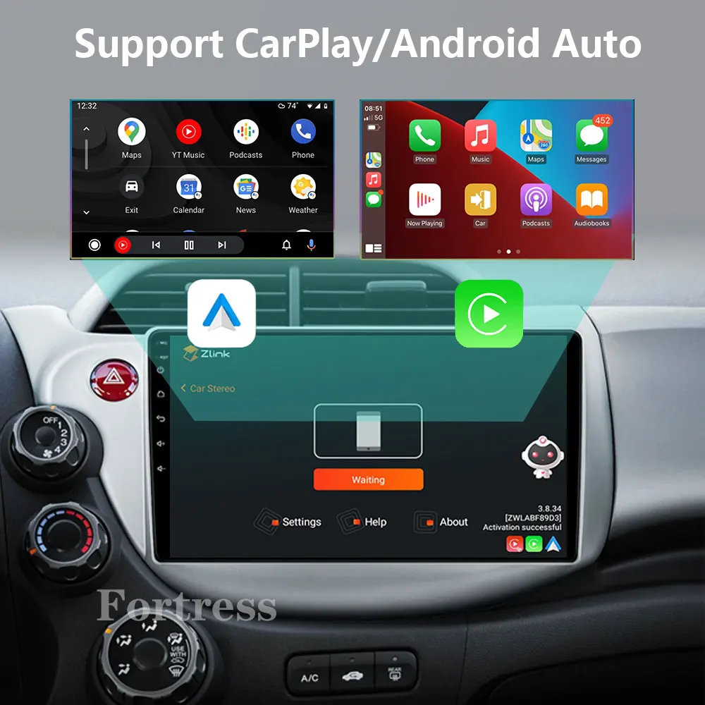 Android 16 Radio estéreo de coche para Honda Fit Jazz 2008 - 2013 2din Carplay Multimidia reproductor de vídeo navegación GPS unidad principal WIFI BT 2