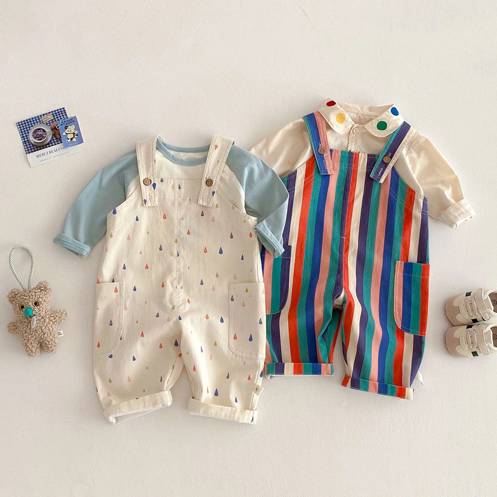 2023 Lente Nieuwe Kinderkleding Mode Overalls Polk Dot Jumpsuits Gestreepte Overalls Kinderen Speelpak