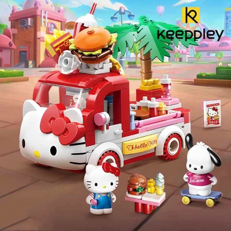 

keeppley Sanrio building blocks dessert burger cart travel dining cart model educational assembly toy children's birthday gift