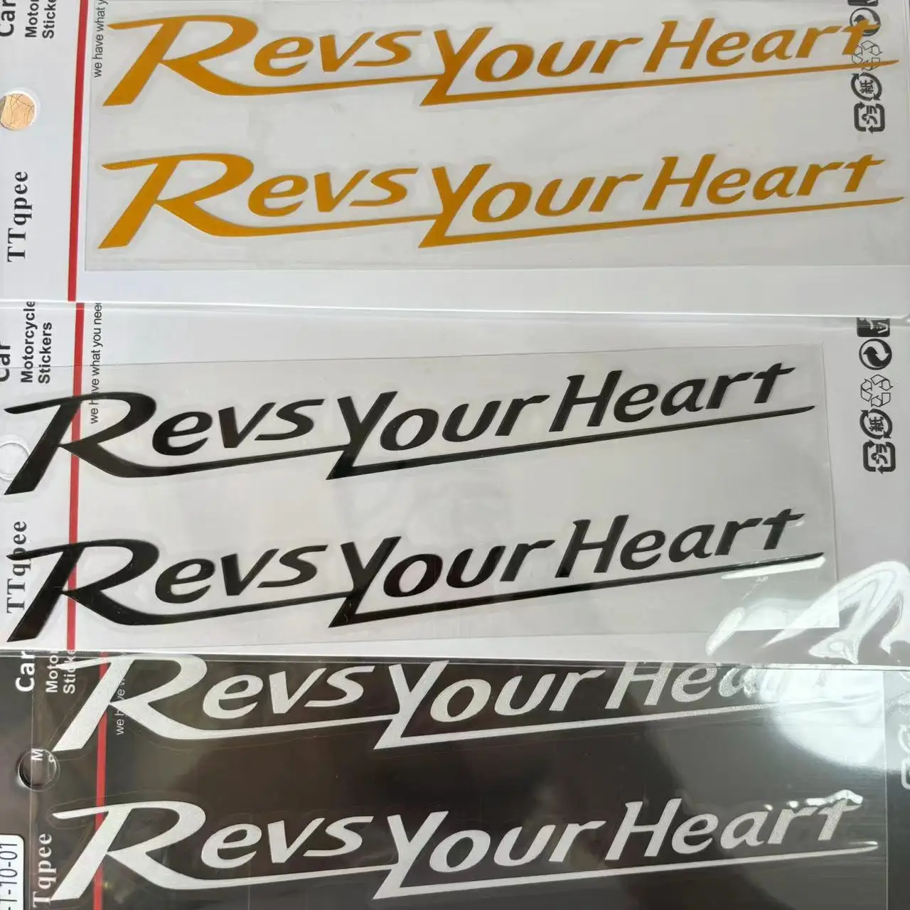 Universal Reflective Revs Your Heart Square Stickers Motorcycle Decoration Car and Truck Trunk Rear Safety Film Waterproof