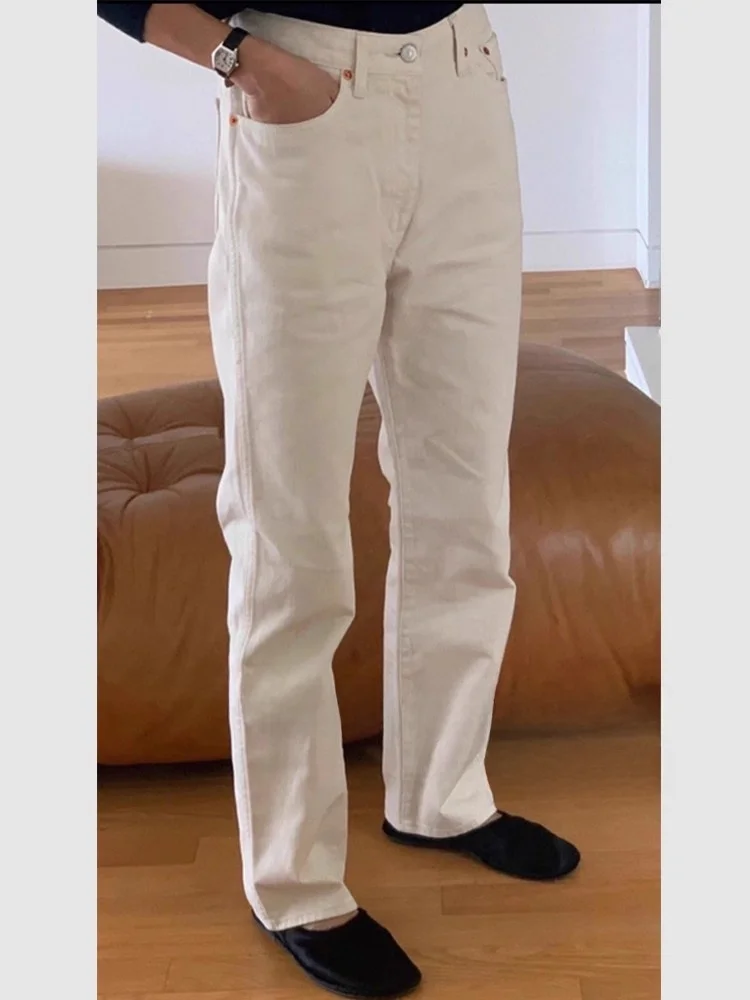 

High Waist Cotton Denim Jeans Women's Early Autumn New Sle Loose Comfortable Casual Straight Leg Slimming Pants