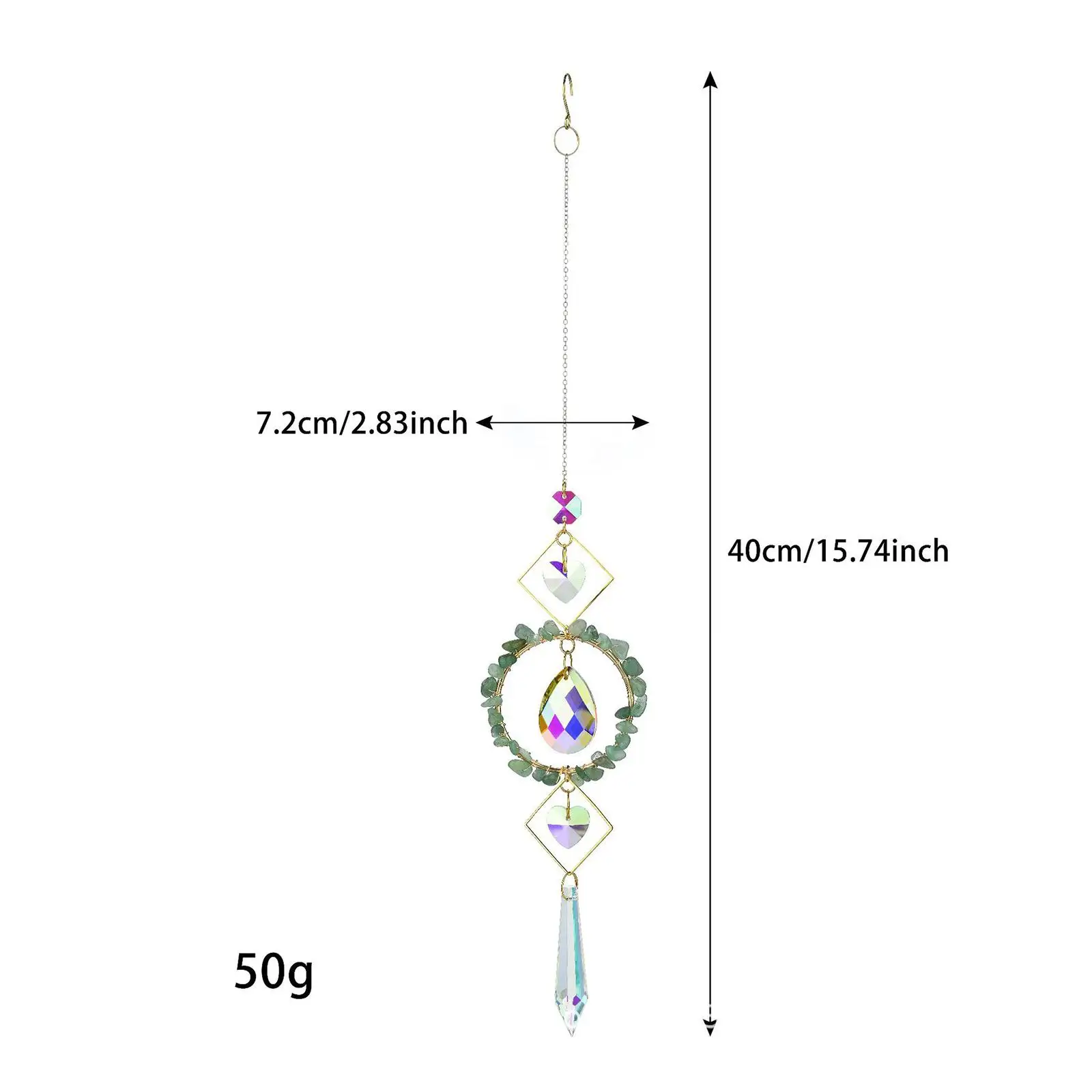 Crystal Prism Suncatcher Wind Chime Hanging Window Decoration Rainbow Maker for Car Porch Garden Gift