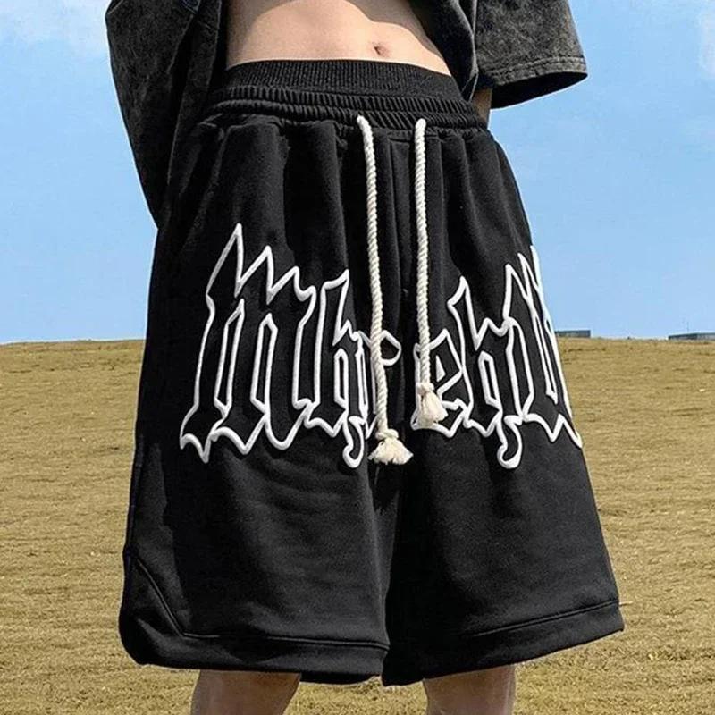 Men Basketball Shorts  Summer Letter Foam Print Loose Sweatpants Gym  Sport Shorts Pants Hip Hop Streetwear