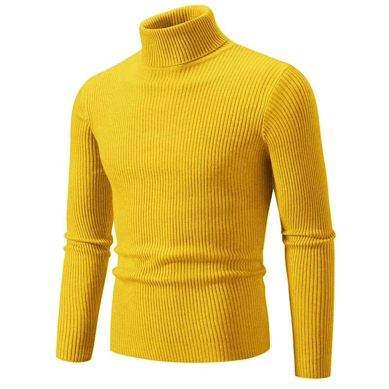 New Trend Men's High Neck Sweater  Pullover Knitted Warm Casual Turtleneck Sweatwear  Men Clothing