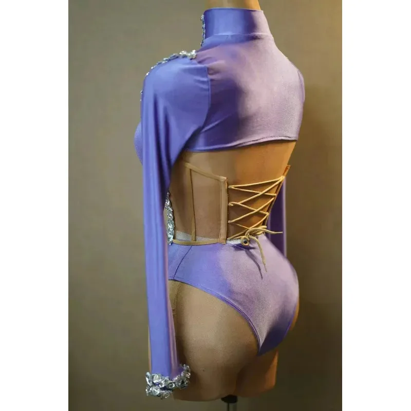 

Sky02 Sparkly Rhinestone Bodysuits for Women Long Sleeve Body Suits Outfits Set Dance Drag Queen Costume Pole Dance Leotard88Ji