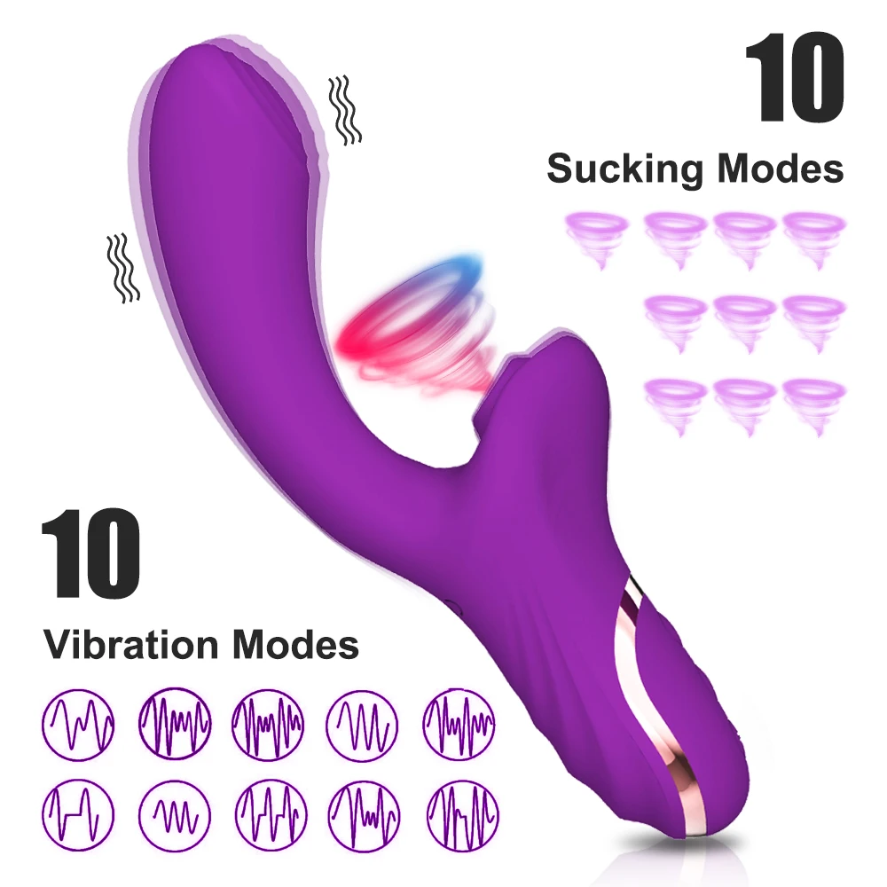 Vibrator For Women 2 In 1 Clitoral Sucking Clitoris Stimulator G-Spot Powerful Vibro Dildo Wand Female Clit Sucker Adult Sex Toy