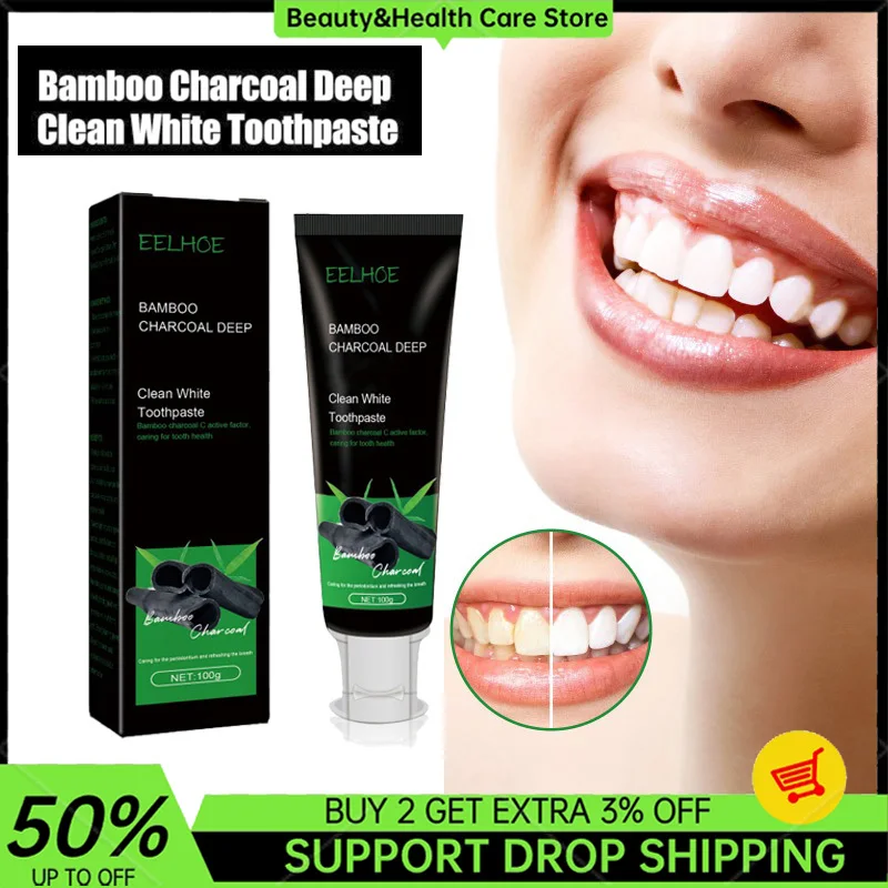 Bamboo Charcoal Deep Tooth Whitening Toothpaste Cleaning Yellow Teeth Stains Tartar Removes Mouth Odor Brightening Oral Care