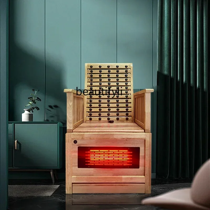 YH Solid Wood Sitting Moxibustion Chair Backrest Moxibustion Cushion Smoke-Free Fumigation Bucket Heating Stool