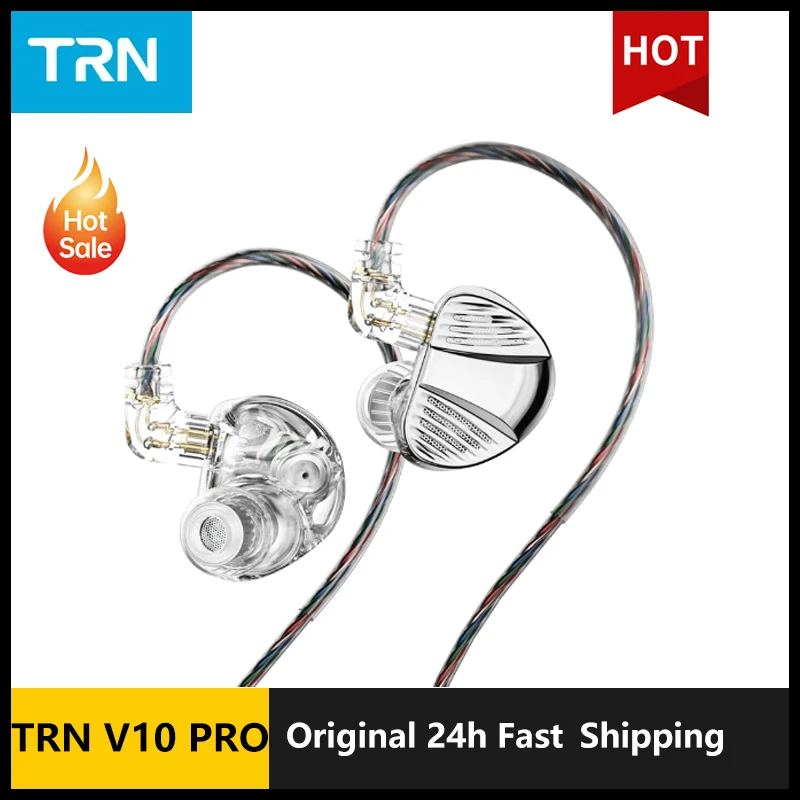 Auriculares TRN V10 PRO originales 2BA + 2DD con controlador dinámico Dual y monitores intrauditivos híbridos de armadura equilibrada Dual