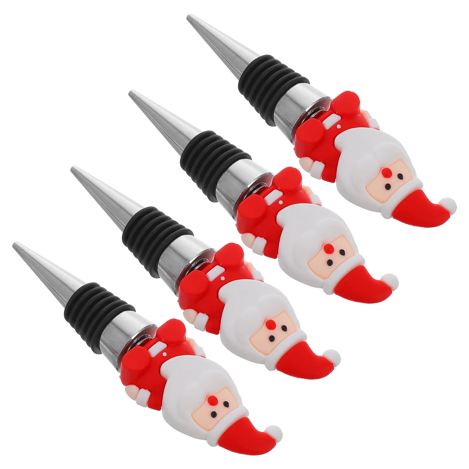 

4Pcs Wine Stopper Christmas Xmas Santa Claus Red Wine Decorative Party Bottle Stopper Sealing Toppers Christmas Supplies