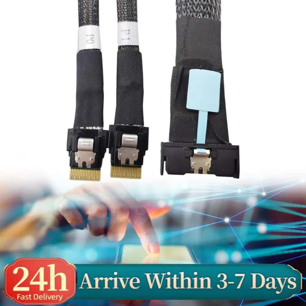 

MCIO 8i Slimline SAS To 2 Ports SFF-8654 4i Cable Male To Male Server Connection Cable 50cm Server High-Speed Adapter Cable