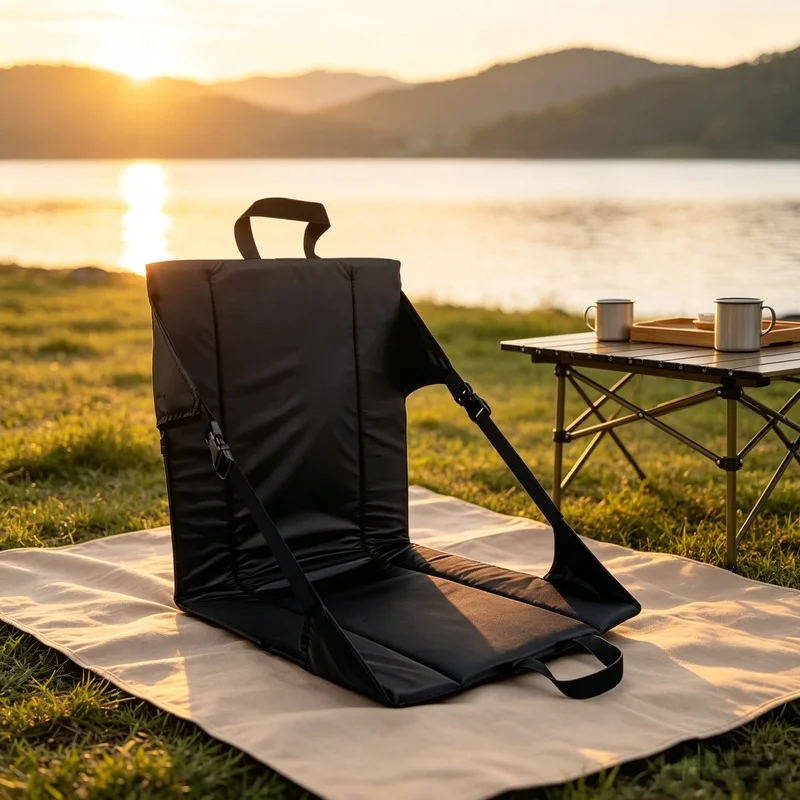 Portable Folding Reclining Stadium Chair, Bleacher Seat with Soft Padded Backrest for Outdoor Games Sports Events Camping