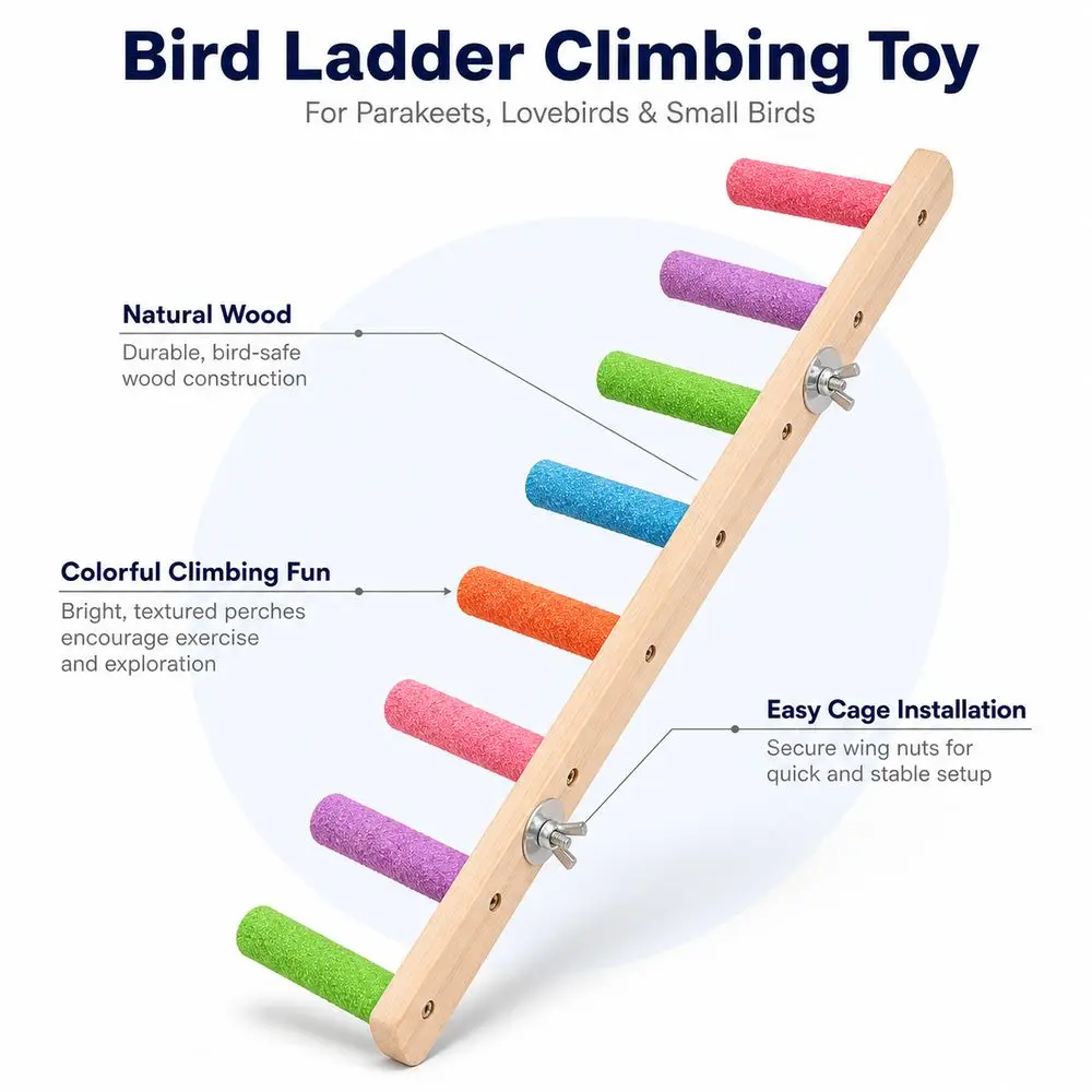 4/6/8 Step Bird Ladder Wood Colorful Perches Parrot Ladder Climbing Structure Beak And Claw Grinding Bird Bridge