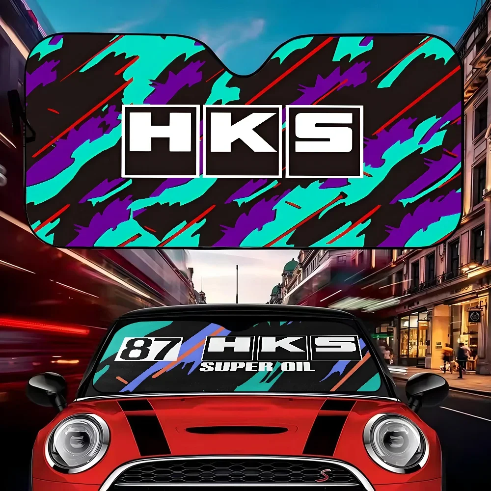 스포츠카 HKS JDM 액세서리 자동차 차양 커버 자외선 차단 자동차 창 차양 접이식 앞 유리 차양
