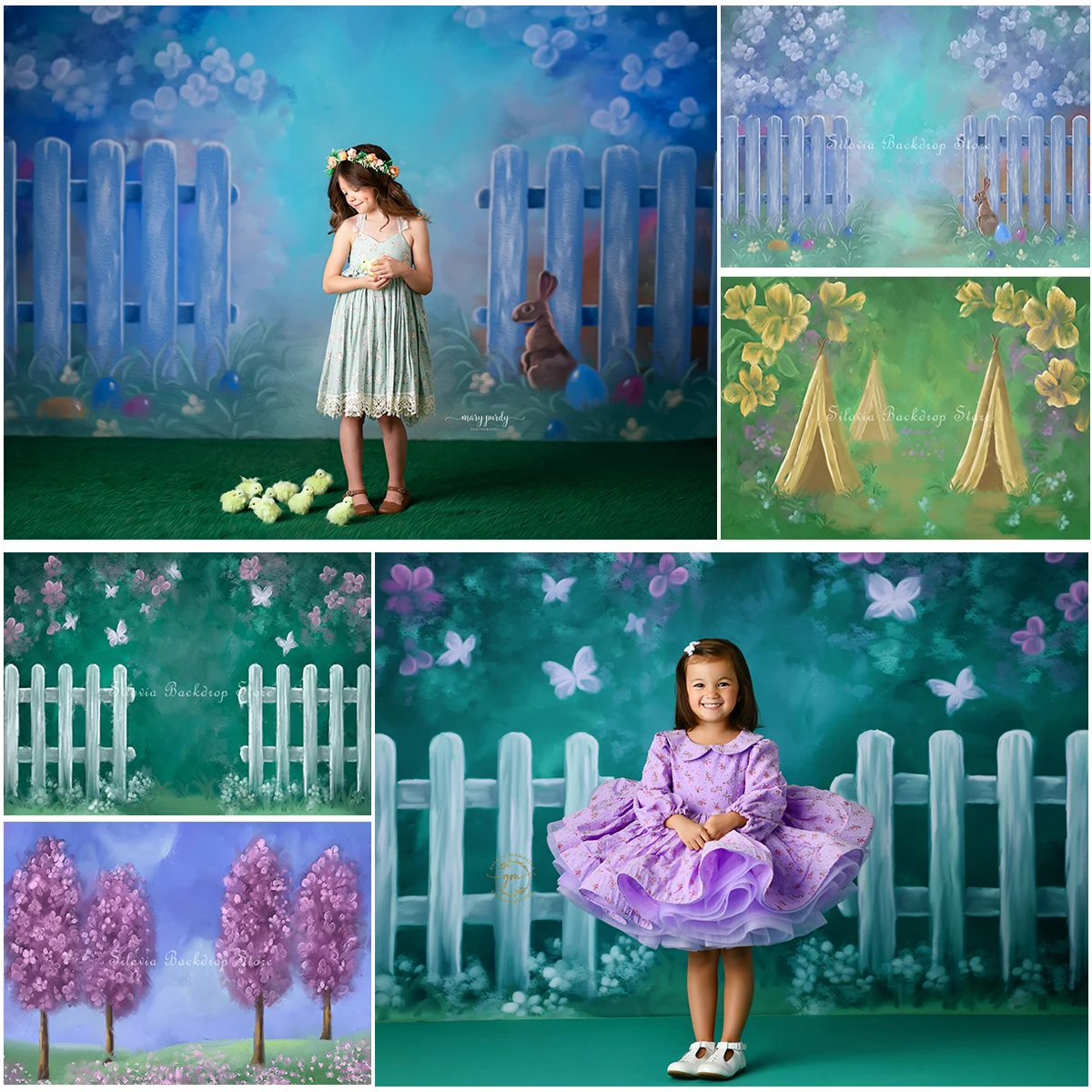 

Bloom Amongst Butterflies Forest Photo Background for Kids Birthday Photography Backdrop Earthy Easter Garden Photo Studio Props