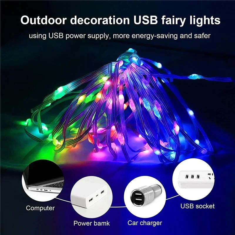 40M Kerstboom String Lights Bluetooth Ws2812b Rgbic Fee Led String Light Party Bruiloft Festoen Garland Decoratie Outdoor