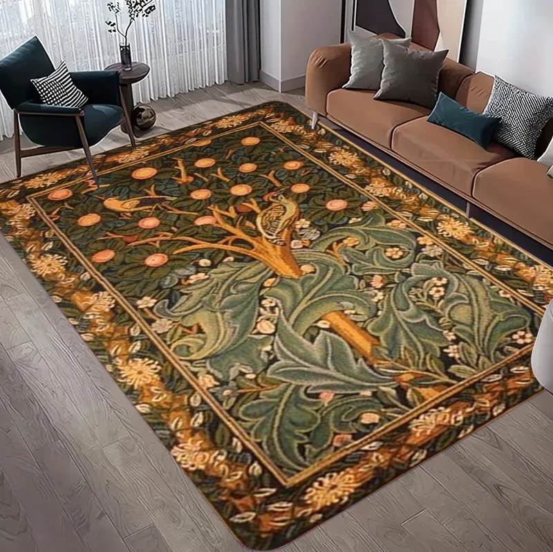 Vintage Botanische Tuin Tapijt Mat Tapijt Woondecoratie Woonkamer Engels Landelijk Bloemen Vogelpatroon Antislip Zachte Vloermat