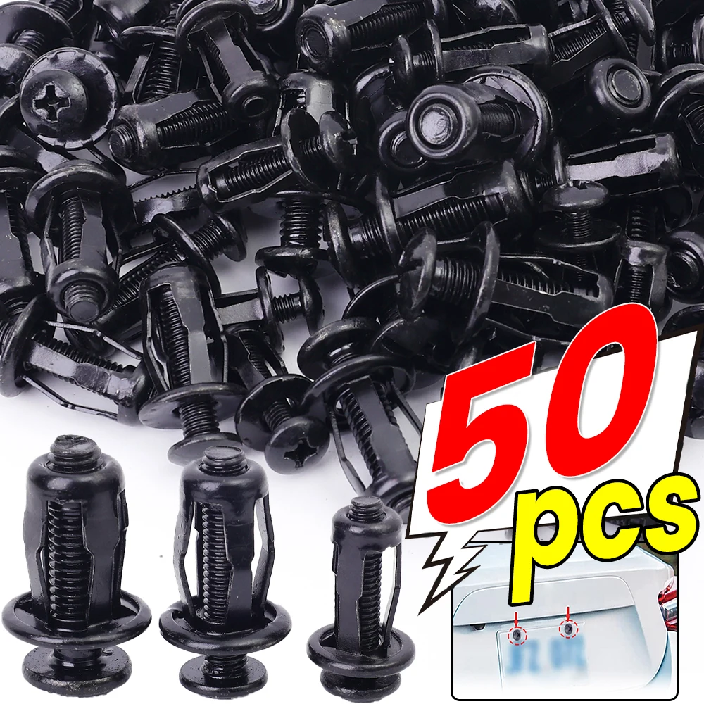 5-50pcs Petal Shape Rivet Nut Screws Bolt Kit Expansion Carbon Steel Rivetnut License Plate Fix Clamp Lock Nuts Auto Accessories