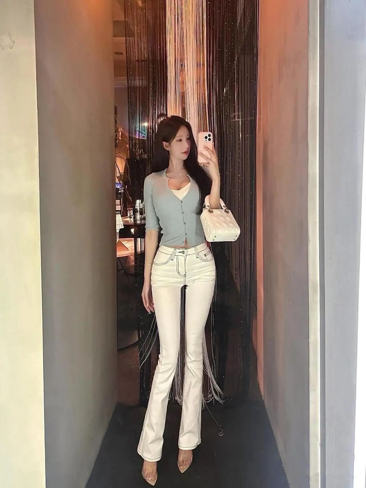 

Low Waist Stretchy Slimming Nine Points Pants Fashionable Stitching Sexy Girl High Waist Cotton Stretch Denim Spring Autumn