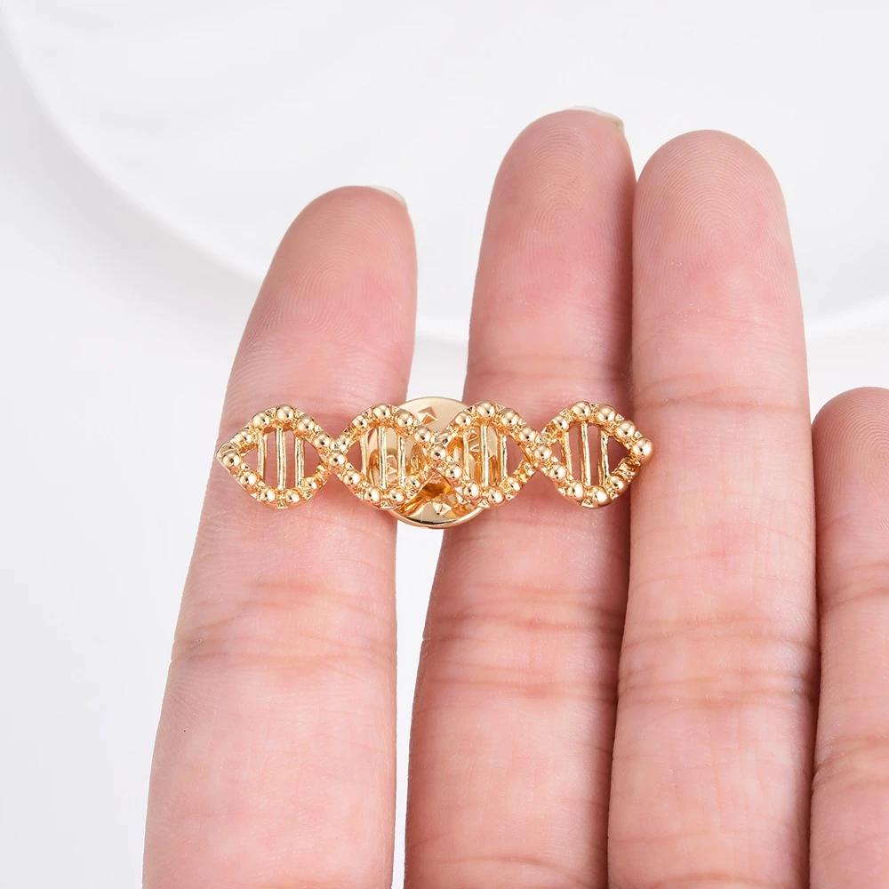 Hanreshe Genetica Dna Goud Kleur Broche Klassieke Medische Revers Rugzak Badge Gift Geneeskunde Sieraden Voor Artsen Verpleegkundigen