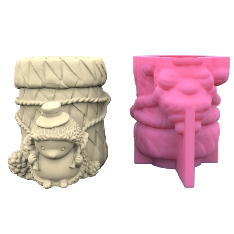 Moldes silicona para jabón con pincel 3D, moldes para velas, molde arcilla erizo bonito para decoración pasteles,