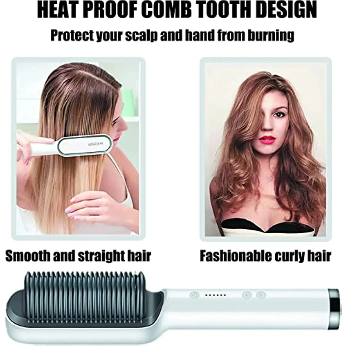 2 in 1 Hair Straightener Brush And Curler Negative Ion Hair Straightener Styling Comb Anti Scald Fast Heating Straightening Comb