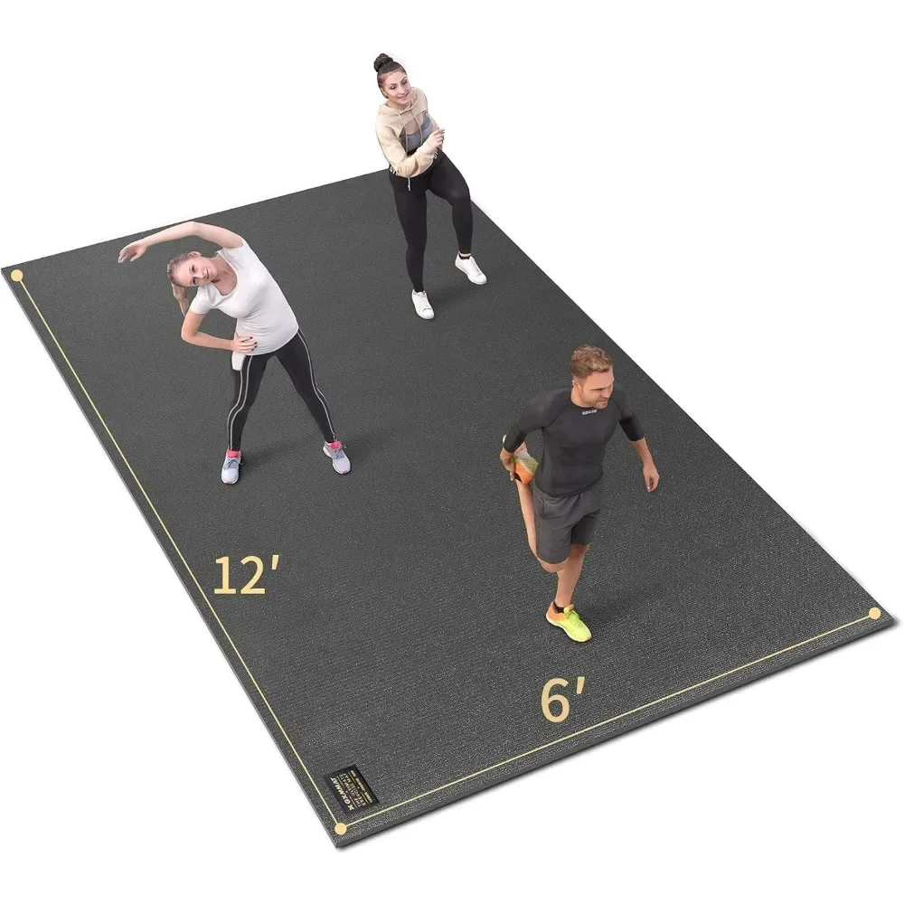 Durable Oversized Multi-Purpose Gym Mat 12'x6'x7mm for Home Gym Floors, Non-Slip Aerobic Mats Non-toxic and safe to useYoga Mats