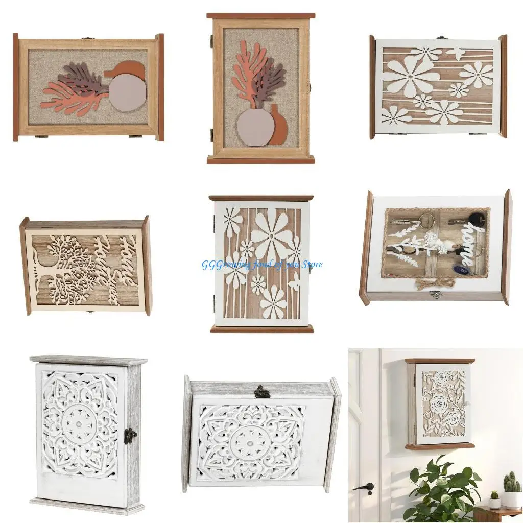 H9EB Decorative Wall Storage Box 6 Hook Lock Armatch Porta