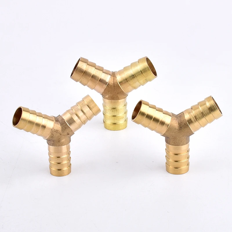 

2pcs Brass Barb Y Tee Pipe 6-14mm Pagoda Connector Copper 3 Way Joint Tube Irrigation Aquarium Hose Fitting For Garden Watering