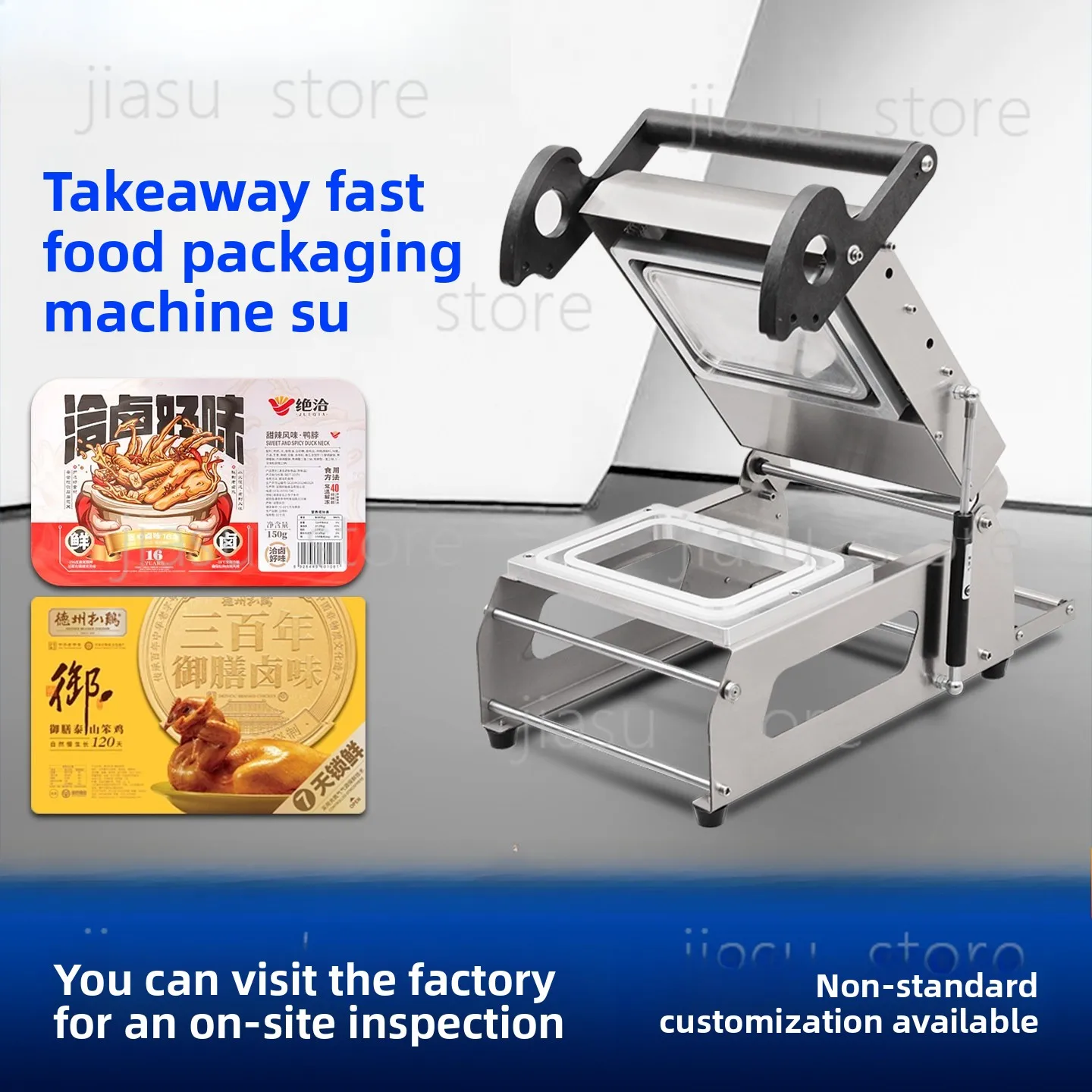 

Hand Press Food Box Sealing Machine, Commercial Disposable Takeout Tray Film Sealer for Fruit Vegetable Marinated Food