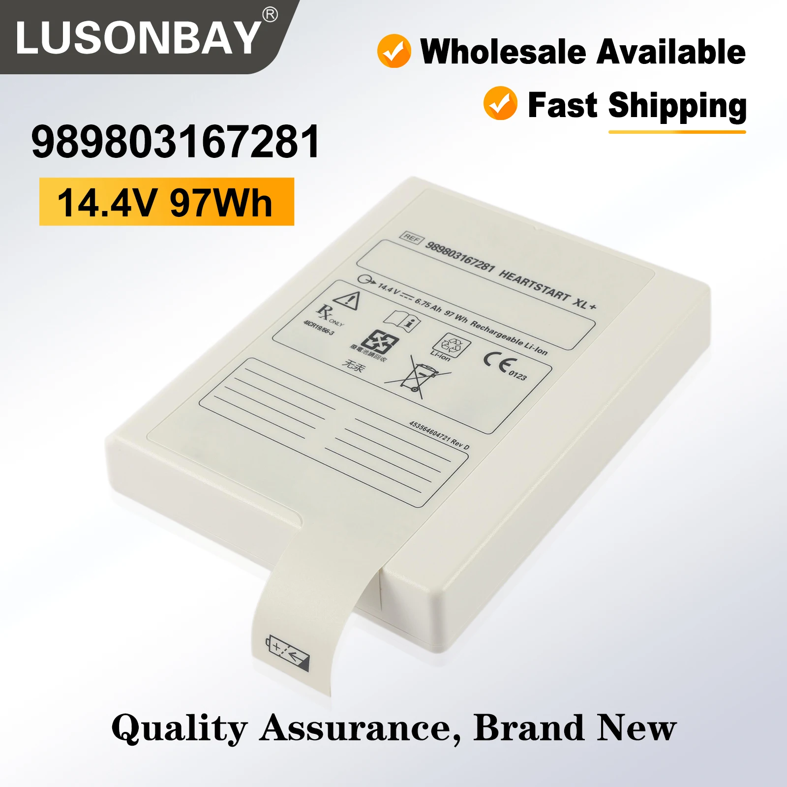 LUSONBAY 989803167281 Replacement Battery For Ph-ps HEARTSTART XL+ Defibrillator 989803167281 14.4V 6.75Ah/97Wh