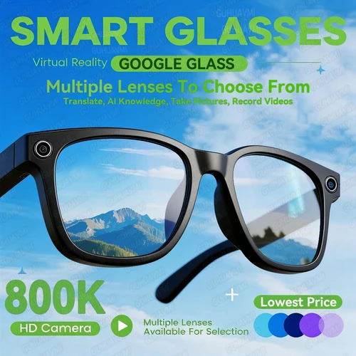 Gafas inteligentes HD AI, multifunción, Bluetooth, llamadas, asistente de voz, reproductor de música, cámara de traducción, lentes de regalo