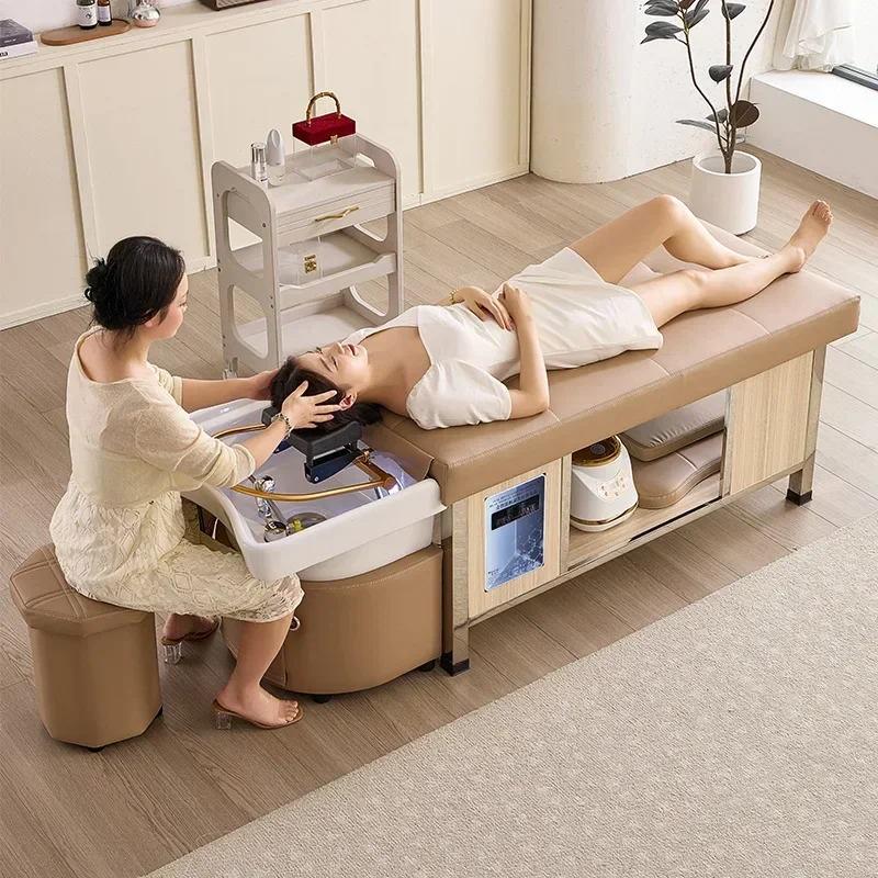 Nordic Massage Shampoo Bed Thai Hair Treatment Stainless Steel Water Cycle Barbershop Fumigation Beauty Salon Furniture FYSC