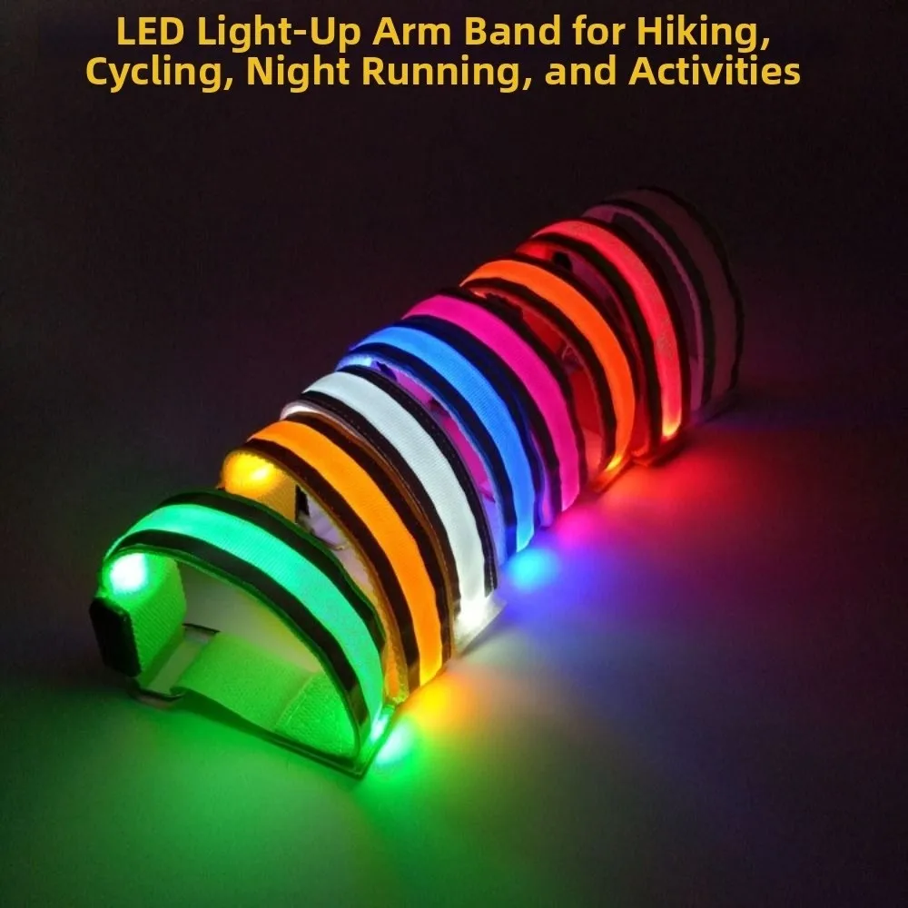 Safety LED Light Armband Portable Adjustable Luminous Arm Band Creative Rechargeable Warning Wristband Cycling Activities