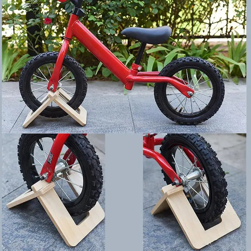 Kids Balance Bike Parking Rack Wooden Portable Detachable Display Rack Bicycles Floor Parking Stand for 10-12 inch bicycle