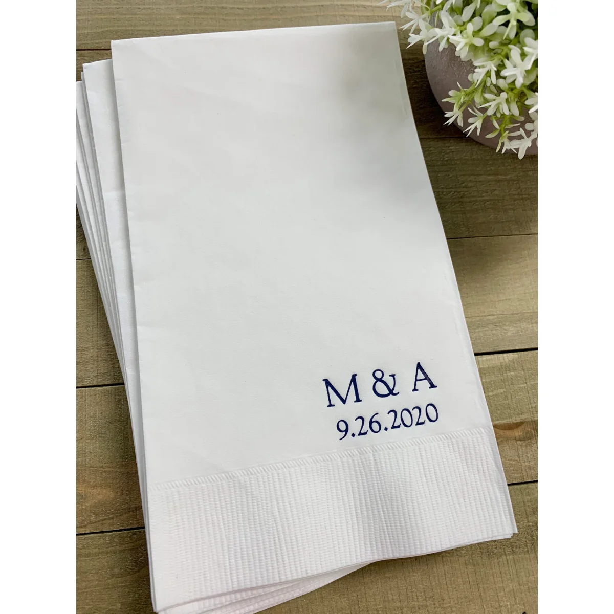 50pcs Personalized Hand Guest Towels Paper Dinner Napkins Wedding Favors Hostess Gift Party Engagement Monogram Birthday Bar Bat