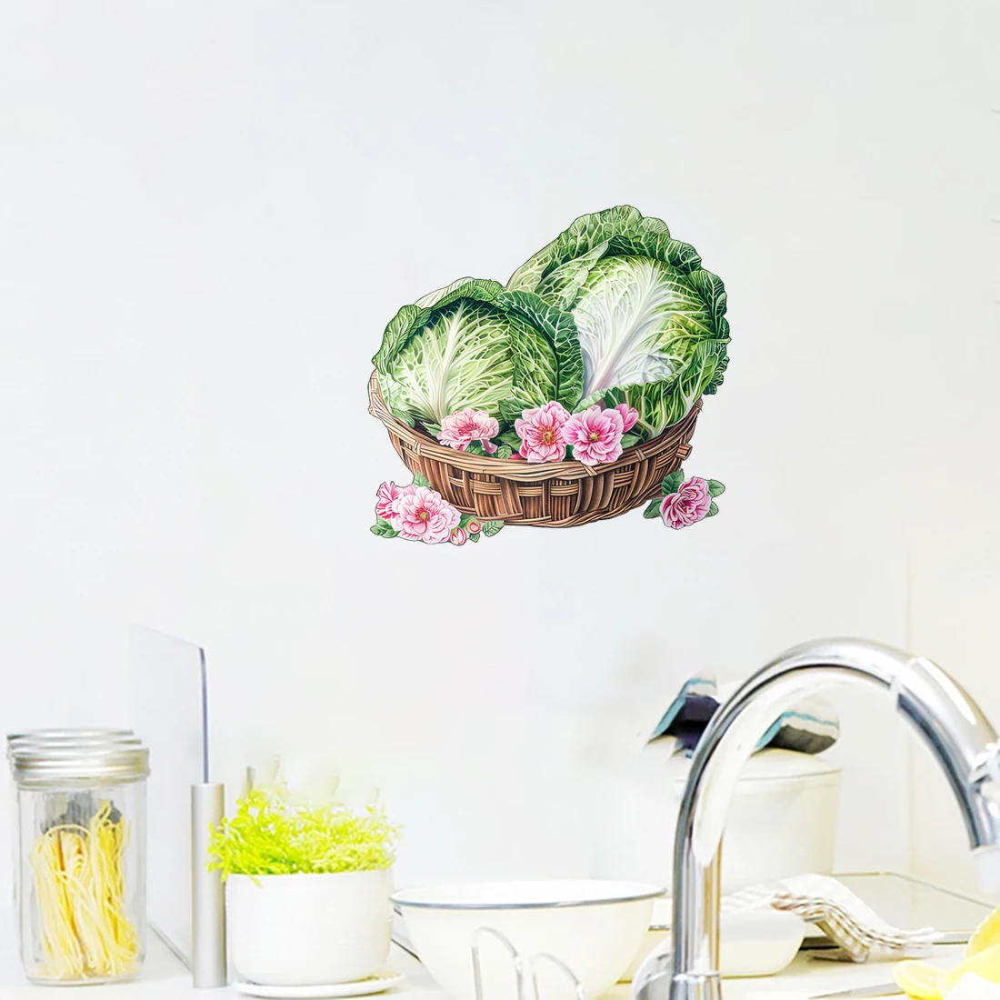 Three Ratels CO113  cabbage basket vegetable cartoon stickers for home decoration PVC Waterproof self-adhesive