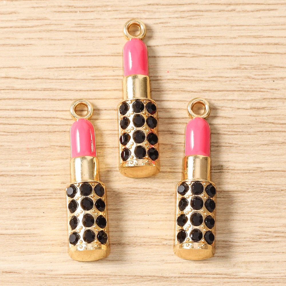 Tusember 10 Stück Niedliche Kristall-Lippenstift-, Handtaschen-, Schuh- und High-Heel-Anhänger für Halsketten, Ohrringe, Armbänder und Bastelarbeiten – Detail 35