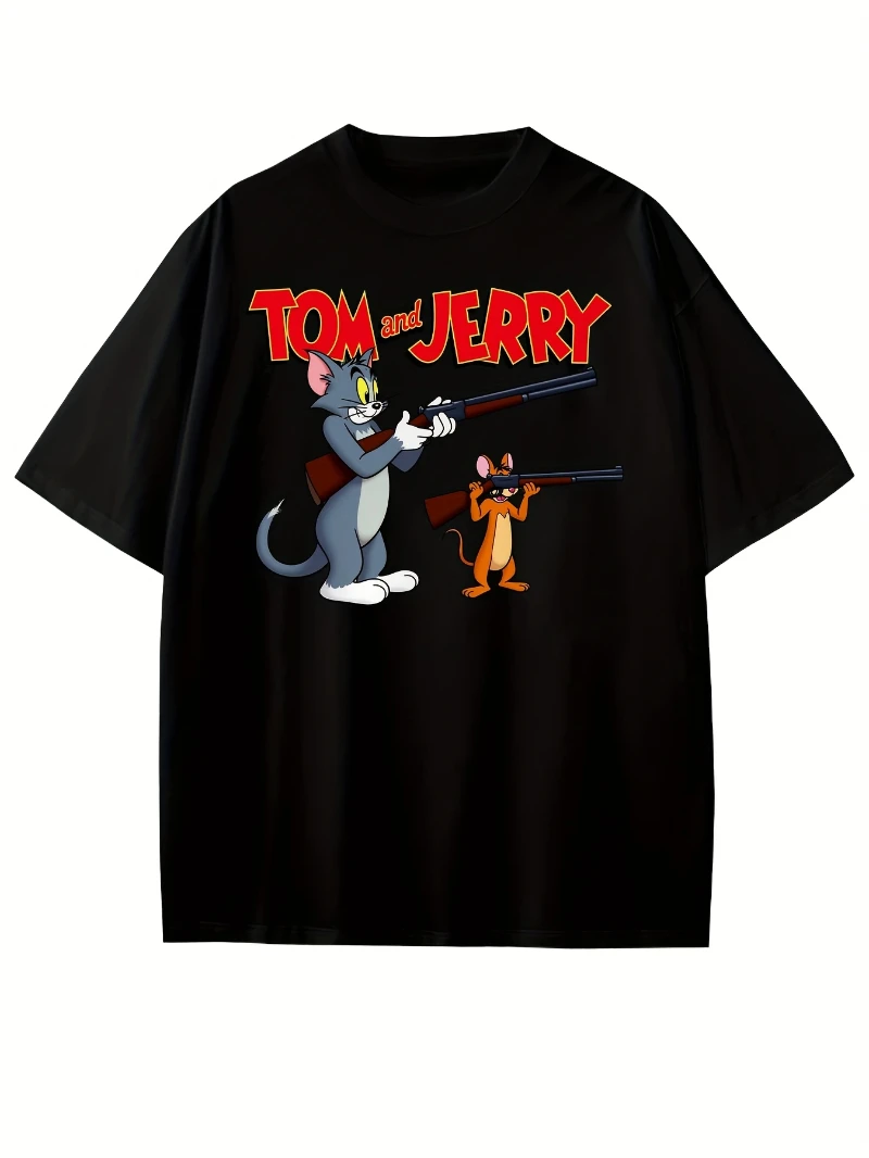 2025 Summer Tom and Jerry Mens Vintage Cartoon Graphic T Shirt Classic Tom High-end Luxury Is for Both Men and Women Top Y2k