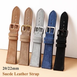 Suede Leather Watch Strap Vintage Brown Watch Band 20mm 22mm with Quick Release WatchBand Wristband Accessories for Women Men