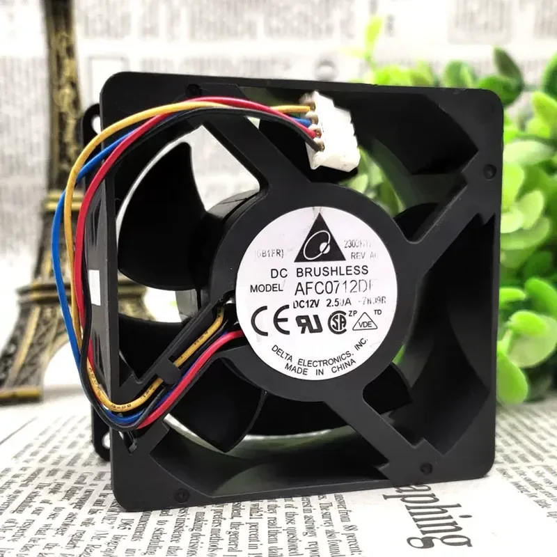 Original Delta AFC0712DE 7038 12V 2.50A 4-Wire 7cm Server Cooling Fan for Dell HP IBM Lenovo Supermicro