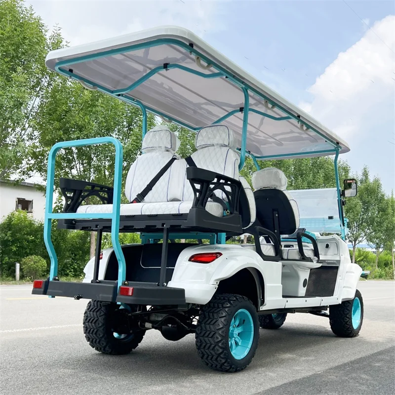 Wholesale Electric Sightseeing Car 4+2 Seats Solar Panel Electric Golf Cart with Half Slope Automatic Parking Brake Assist