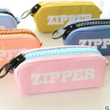 Корейская большая сумка-карандаш на молнии, модный стиль, простая холщовая сумка-карандаш большой емкости, школьный чехол, коробка для хранения канцелярских ручек