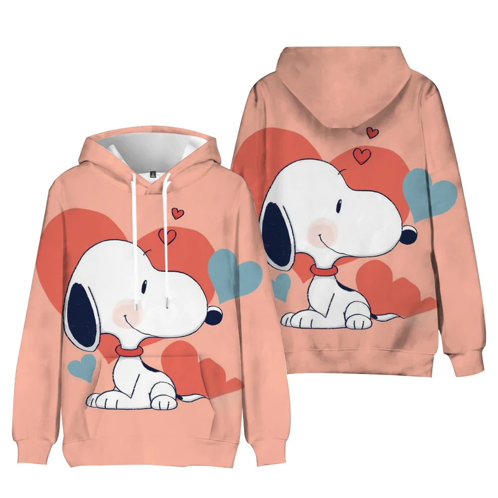 Women\'s Long Sleeve Snoopy Cartoon Scream Top Casual Hoodless Sweatshirt Crew Neck Jacket For Autumn Winter