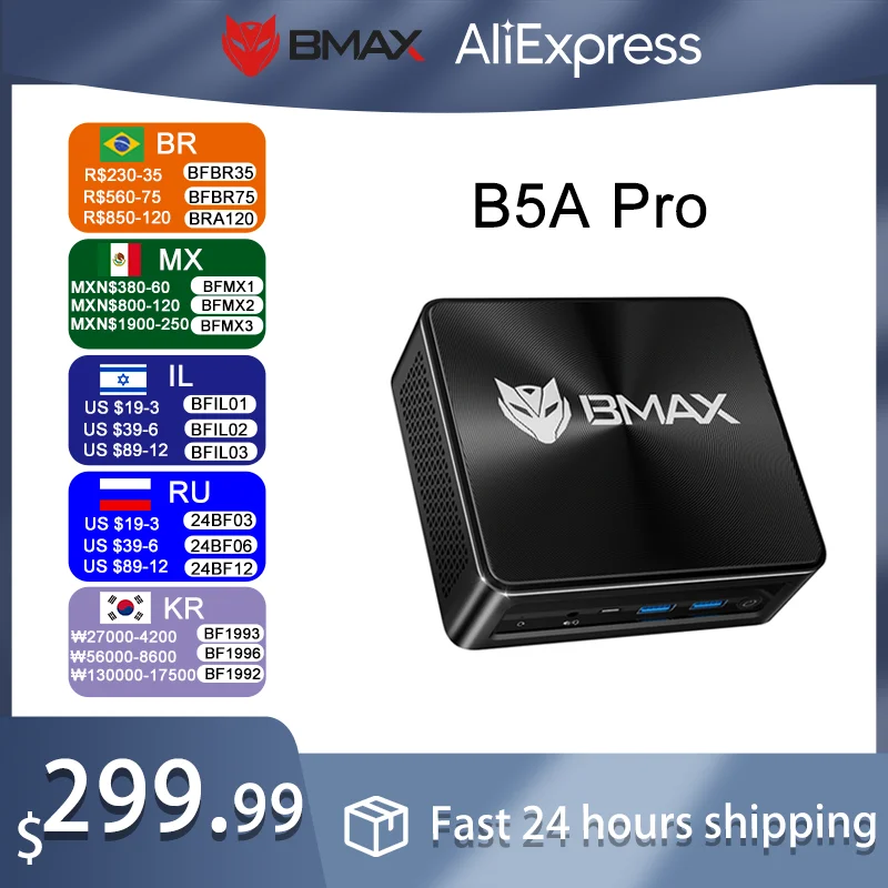 BMAX B5A Pro Mini PC AMD Ryzen7 5825U Processor AMD Radeon Graphics 16GB(Support Max 64GB) DDR4 RAM 512GB SSD Windows 11