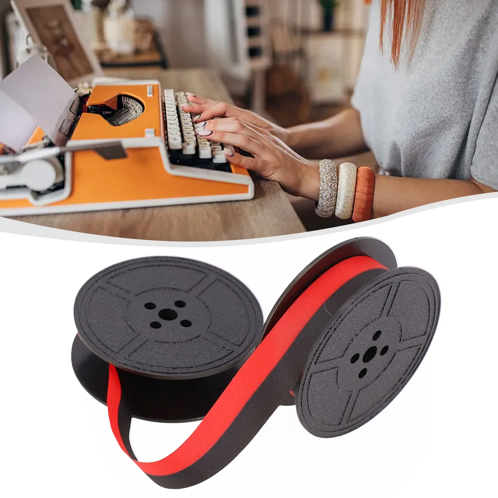 1 conjunto de fita de tinta para máquina de escrever, fita portátil para máquina de escrever, fita de nylon para calculadora, acessórios de substituição para máquina de escrever, preto