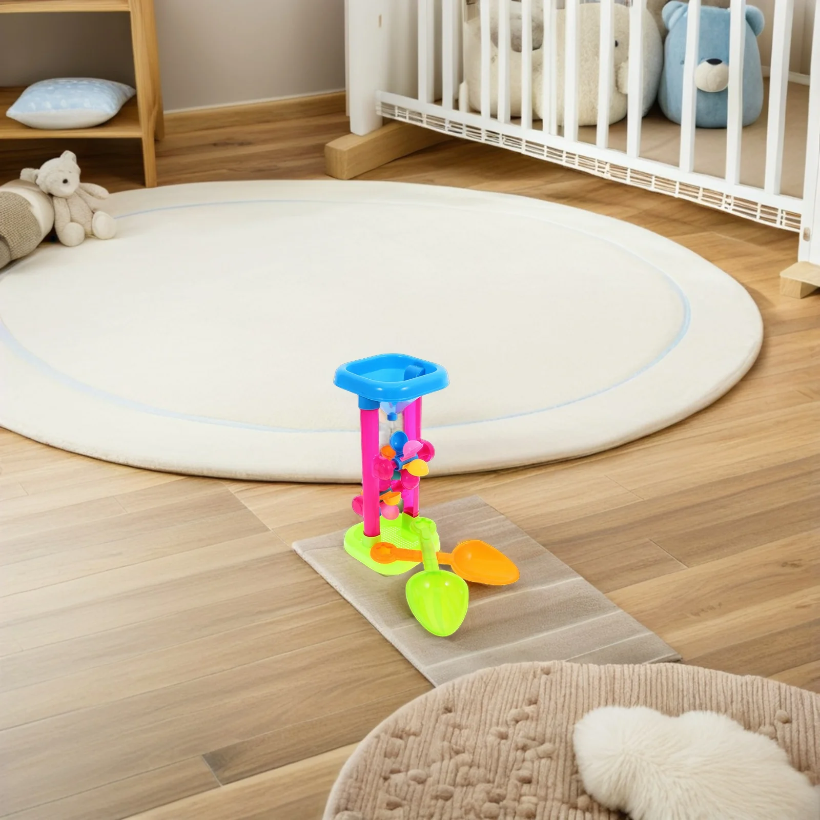 子供用屋外水車砂遊びセット プラスチックビーチふるい漏斗砂時計プレイセット 夏の砂場おもちゃ 子供ビーチアクティビティ