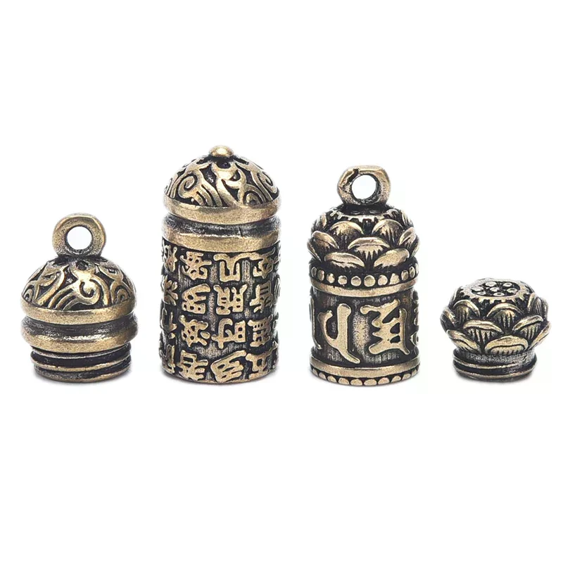 Brass Buddha GuanYin Sutra Cylinder Pendant Keychain Hanging Necklace Jewelry Pill Box Medicine Case Container Bottle Keychains