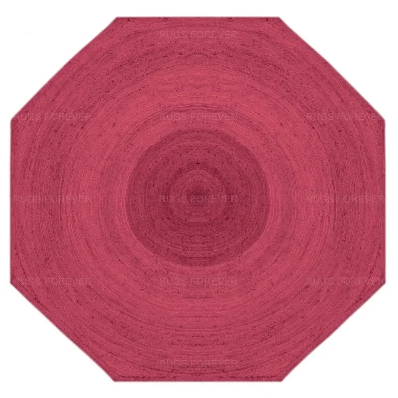 Handmade Natural Jute Area Rug Home Decor Maroon Kilim Living Room Octagon Mat