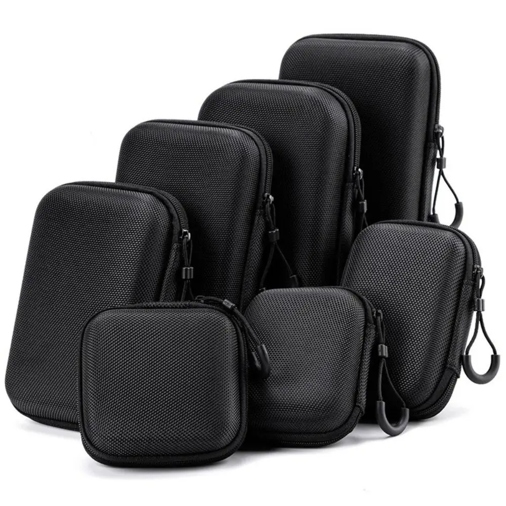 New Hard Shell EVA Storage Box Mini Portable Zipper Earphone Case Black Small Bag Digital Accessories
